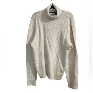 Joseph Abound cable knit sweater mens XXL beige turtleneck thick soft comfy Y2K